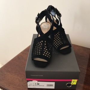 Vince Camuto suede caged heels